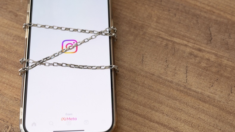 Instagram app in chains