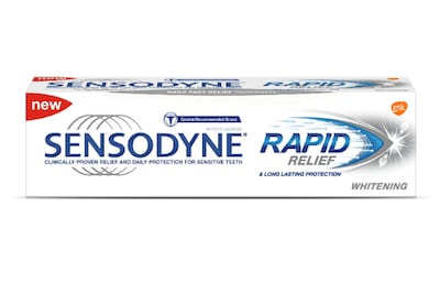 New pack design and formulation for Sensodyne Rapid Relief 